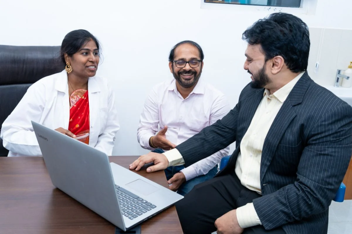 Syed Nyamathullah reviewing the launch plan with the hospital's leadership